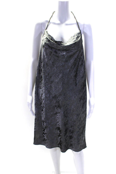 Halston Heritage Womens Dark Gray Printed Scoop Neck Sleeveless Dress Size 10