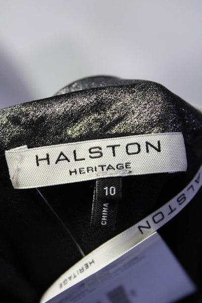Halston Heritage Womens Dark Gray Printed Scoop Neck Sleeveless Dress Size 10