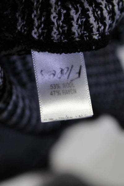 St. John Womens Black Cotton Textured One Button Long Sleeve Blazer Size 12