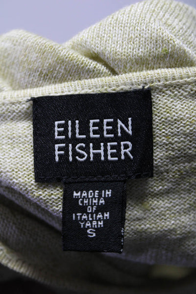 Eileen Fisher Womens Button Up Cardigan Tank Top Twinset Green Linen Size Small
