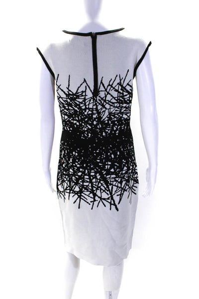 Calvin Klein Womens Abstract Round Neck Sleeveless Sweater Dress White Size S