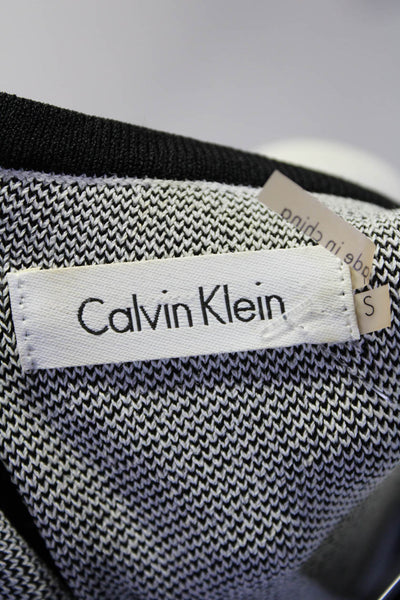 Calvin Klein Womens Abstract Round Neck Sleeveless Sweater Dress White Size S