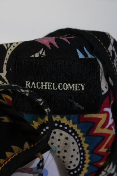 Rachel Comey Womens Cotton Floral Tie Front V-Neck Blouse Top Black Size 2