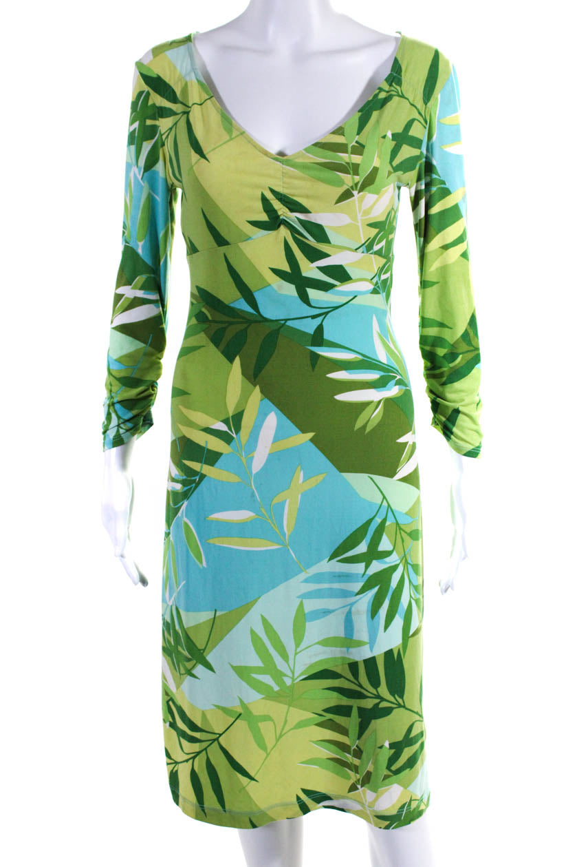 BCBG Max Azria Womens Floral Print Colorblock V-Neck Sheath Dress Gree -  Shop Linda's Stuff