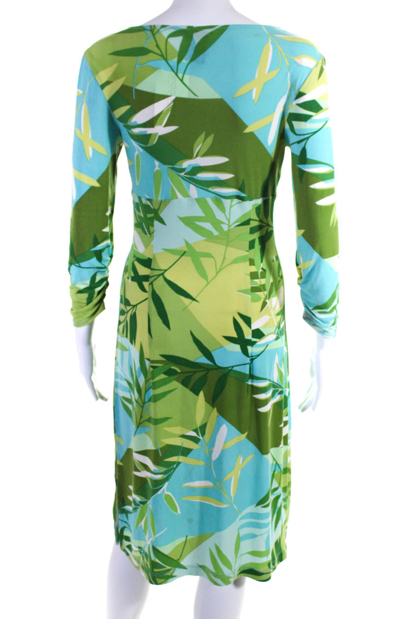 BCBG Max Azria Womens Floral Print Colorblock V Neck Sheath Dress Gree Shop Linda s Stuff