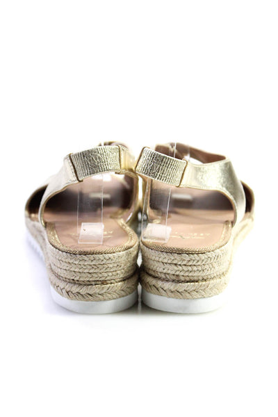 Aquazzura Womens Metallic Crossed Strap Slingback Platform Sandals Gold Size 12