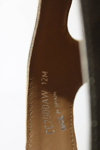 Aquazzura Womens Metallic Crossed Strap Slingback Platform Sandals Gold Size 12