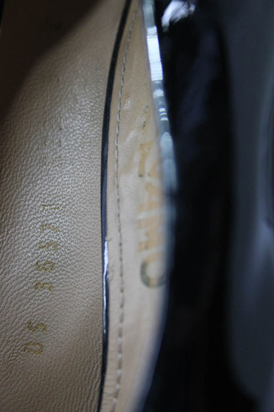 Salvatore Ferragamo Womens Patent Leather Open Toe Wedges Black Size 9
