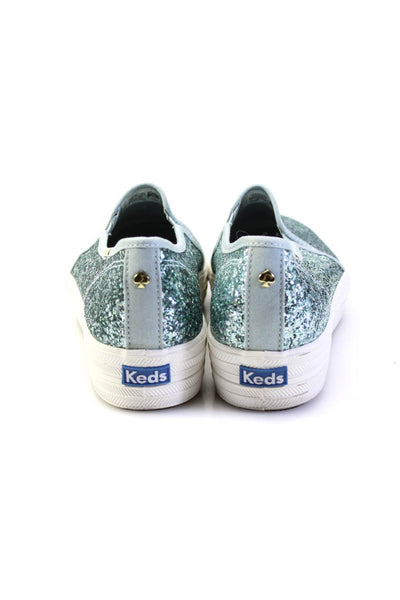 Keds Womens Sparkly Round Toe Slip On Low Top Platform Sneakers Blue Size 11
