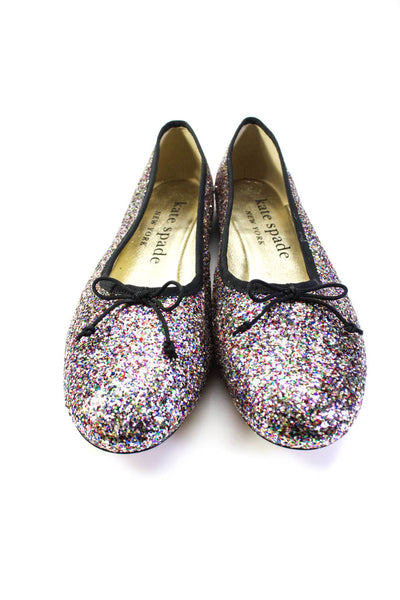 Kate Spade New York Womens Sparkly Bow Detail Round Toe Flats Multicolor Size 11