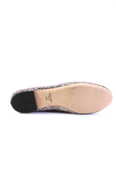 Kate Spade New York Womens Sparkly Bow Detail Round Toe Flats Multicolor Size 11