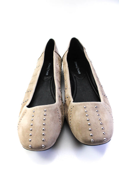 Donald J Pliner Womens Suede Studded Round Toe Slip On Flats Taupe Size 11M