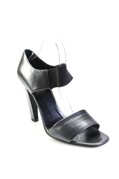 Prada Womens Leather Double Strap Open Toe Ankle Strap Heels Gray Size 41 11
