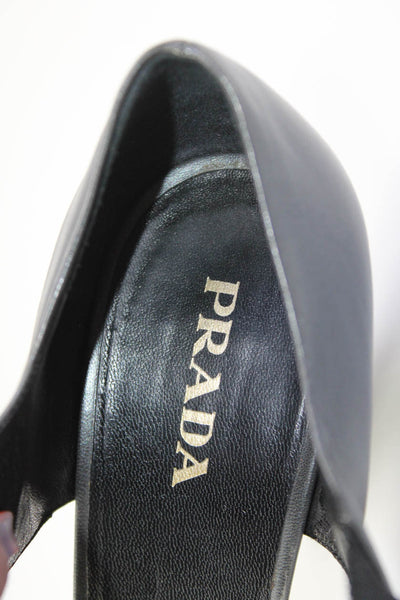 Prada Womens Leather Double Strap Open Toe Ankle Strap Heels Gray Size 41 11