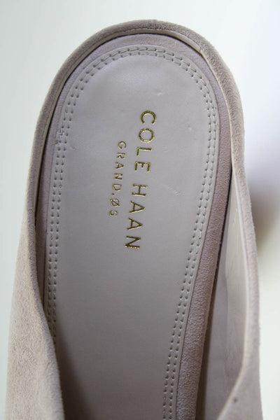 Cole Haan Womens Suede Open Toe Slide On Mules Heels Blush Size 11B