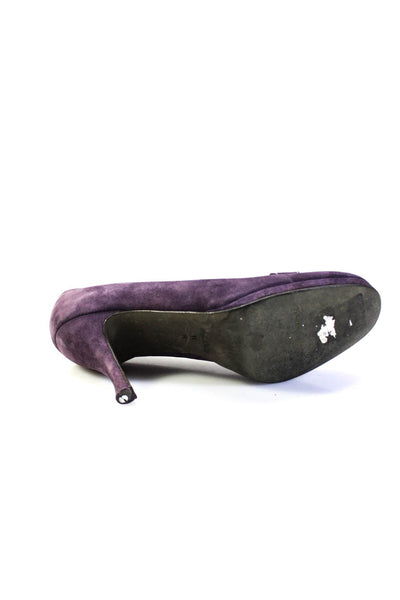 Donald J Pliner Womens Suede Bow Detail Round Toe Heels Pumps Purple Size 11M