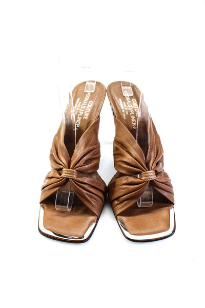 Donald J Pliner Couture Womens Leather Strappy Slide On Sandals Brown Size 11