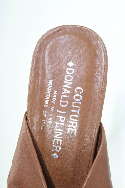 Donald J Pliner Couture Womens Leather Strappy Slide On Sandals Brown Size 11