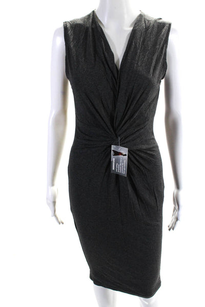 Robert Rodriguez Womens Knotted V-Neck Sleeveless Midi Dress Gray Size M