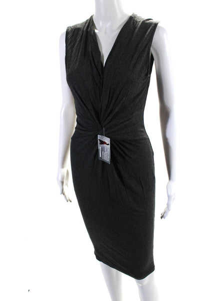 Robert Rodriguez Womens Knotted V-Neck Sleeveless Midi Dress Gray Size M