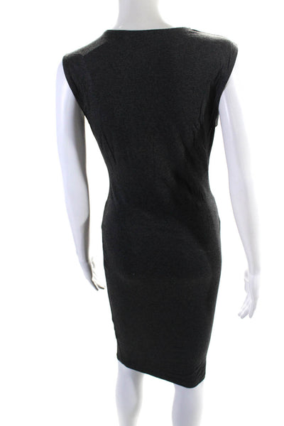 Robert Rodriguez Womens Knotted V-Neck Sleeveless Midi Dress Gray Size M