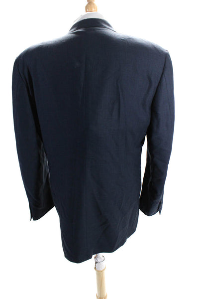 Clotherie Mens Notched Lapel One Button Long Sleeve Blazer Blue Size Medium