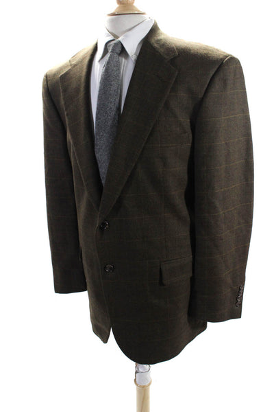 Bill Blass Mens Two Button Front Pockets Notched Lapel Blazer Brown Size Medium