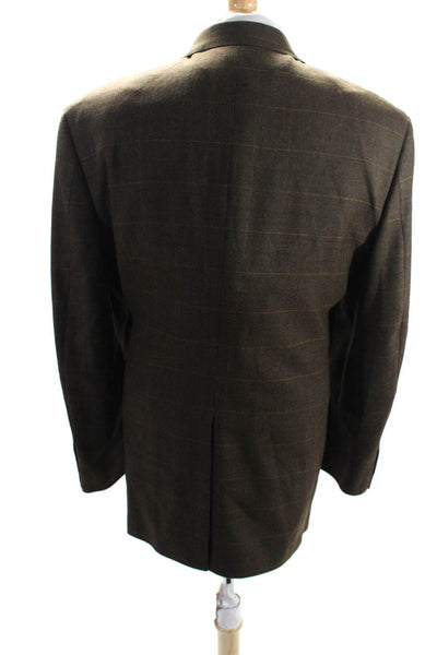 Bill Blass Mens Two Button Front Pockets Notched Lapel Blazer Brown Size Medium