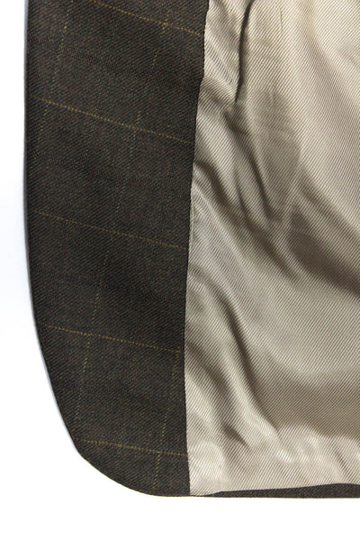 Bill Blass Mens Two Button Front Pockets Notched Lapel Blazer Brown Size Medium