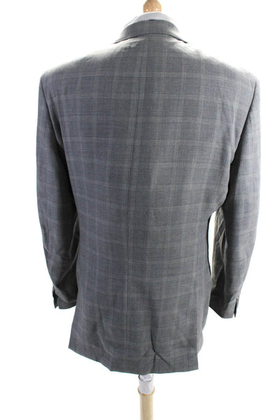 Calvin Klein Men's Long Sleeves Lined Two Button Lined Plaid Jackets Size 46