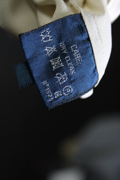 Ralph Lauren Blue Label Womens Ruffle Flounce Sleeve Button Blouse Beige Size 10