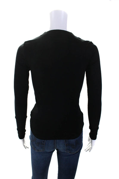 Joah Brown Womens Long Sleeves Crew Neck Shirt Black Size Extra Small