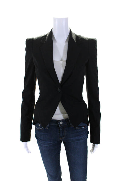 Elizabeth and James Womens Single Button Blazer Jacket Black Wool Size 0