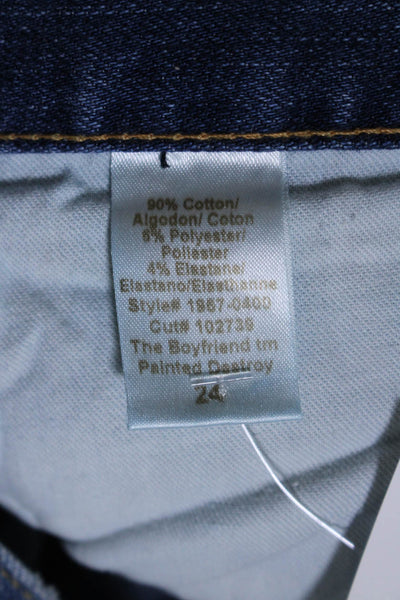 Current/Elliott Womens Painted Destroy The Boyfriend Jeans Blue Cotton Size 24