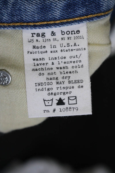 Rag & Bone Jean Womens Denim Distressed Cuffed Shorts Blue Cotton Size 24