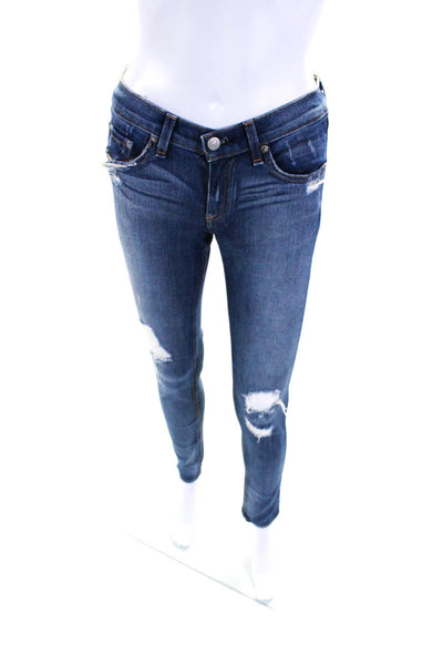 Rag & Bone Jean For Intermix Womens Skinny Leg Destroy With Hole Jeans Blue Size