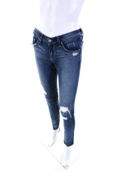 Rag & Bone Jean For Intermix Womens Skinny Leg Destroy With Hole Jeans Blue Size