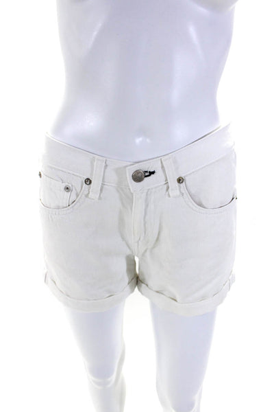 Rag & Bone Jean Womens Denim Distressed Shorts Aged Bright White Cotton Size 24