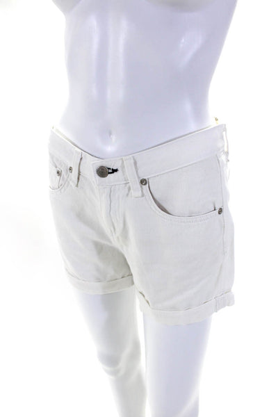 Rag & Bone Jean Womens Denim Distressed Shorts Aged Bright White Cotton Size 24