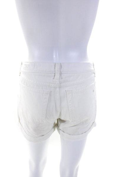 Rag & Bone Jean Womens Denim Distressed Shorts Aged Bright White Cotton Size 24