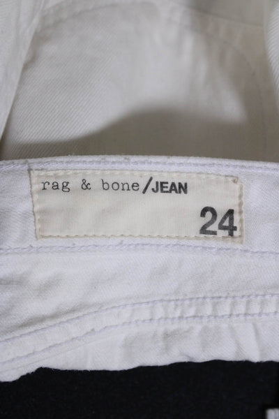 Rag & Bone Jean Womens Denim Distressed Shorts Aged Bright White Cotton Size 24