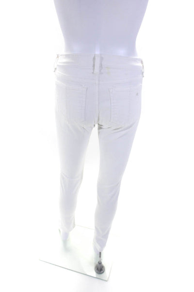 Rag & Bone Jean Womens Mid Rise Dash Jeans Tattered White Cotton Size 24