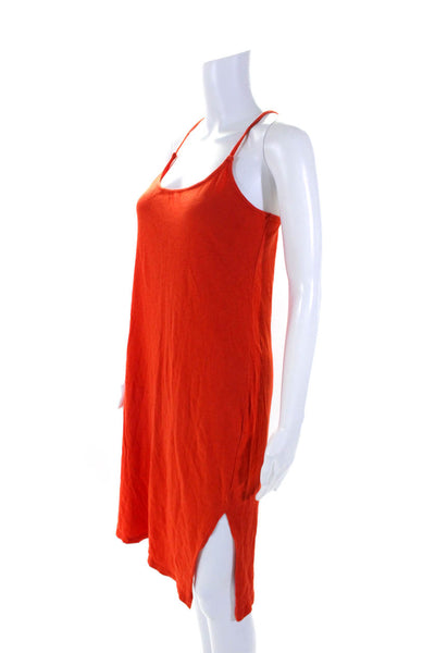 J Crew Collection Womens Pullover Spaghetti Strap Mid Calf Dress Orange Medium