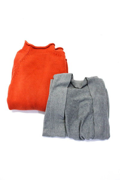 J Crew Womens Long Sleeve V Neck Cardigan Sweaters Gray Orange Medium Lot of 2