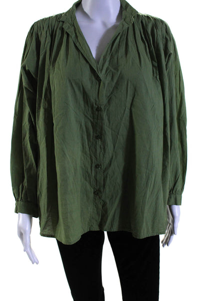 A Shirt Thing Womens Button Front Long Sleeve Collared Shirt Green Size Small