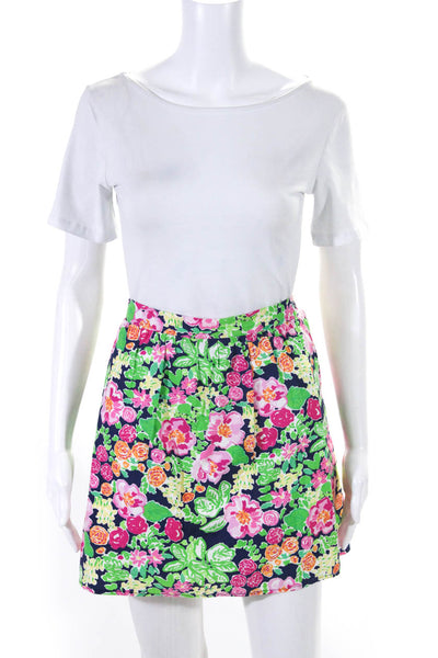 Lily Pulitzer Womens Cotton Floral Elastic Waist Mini Skirt Multicolor Size XL
