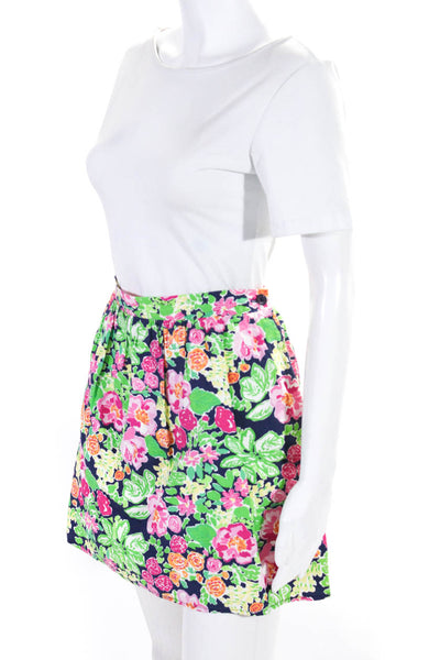 Lily Pulitzer Womens Cotton Floral Elastic Waist Mini Skirt Multicolor Size XL