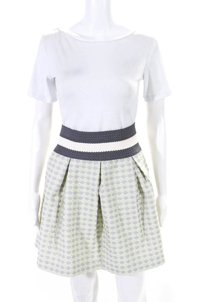 Maeve Anthropologie Womens Cotton Blend Spotted Pleated Mini Skirt Green Size M