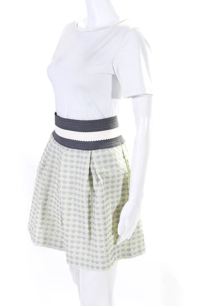 Maeve Anthropologie Womens Cotton Blend Spotted Pleated Mini Skirt Green Size M