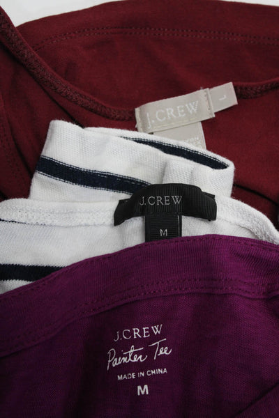 J Crew Womens Cotton Knit Striped Boat Neck Long Sleeve Top White Size M L Lot 3
